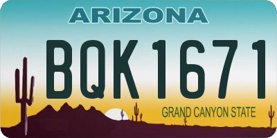 AZ license plate BQK1671