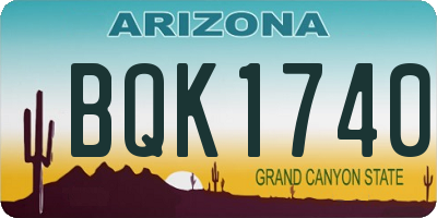 AZ license plate BQK1740