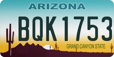 AZ license plate BQK1753