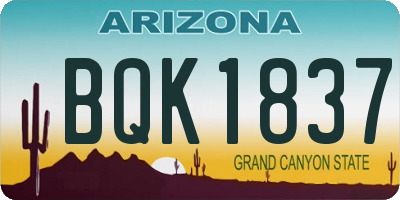 AZ license plate BQK1837