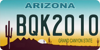 AZ license plate BQK2010