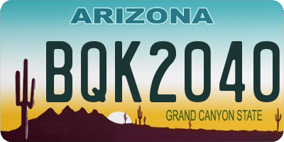 AZ license plate BQK2040
