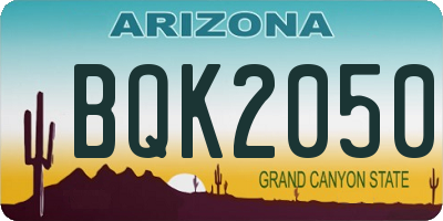 AZ license plate BQK2050