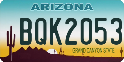 AZ license plate BQK2053