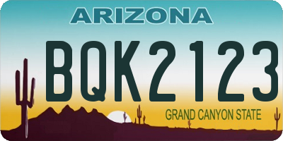 AZ license plate BQK2123