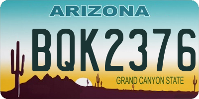 AZ license plate BQK2376