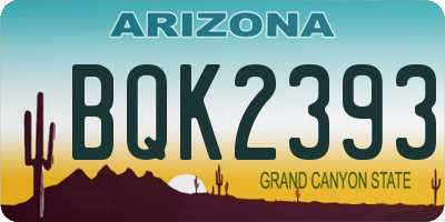 AZ license plate BQK2393