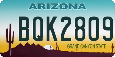 AZ license plate BQK2809