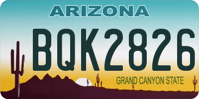 AZ license plate BQK2826