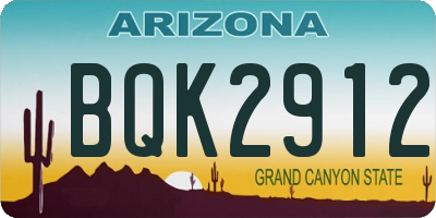 AZ license plate BQK2912