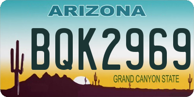 AZ license plate BQK2969