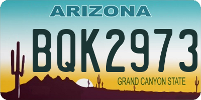 AZ license plate BQK2973