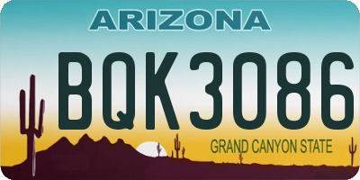 AZ license plate BQK3086