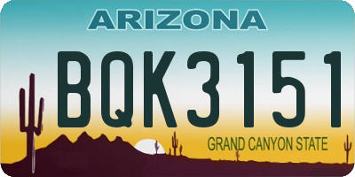 AZ license plate BQK3151