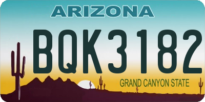 AZ license plate BQK3182