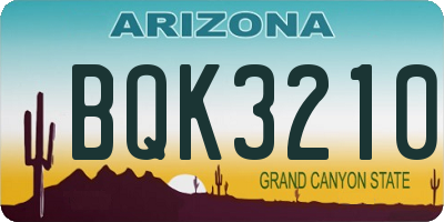 AZ license plate BQK3210
