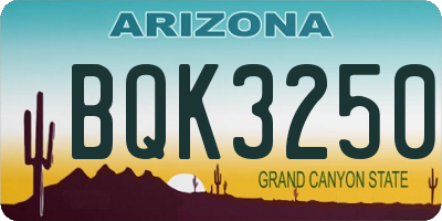 AZ license plate BQK3250