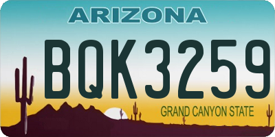 AZ license plate BQK3259
