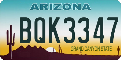 AZ license plate BQK3347