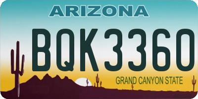 AZ license plate BQK3360