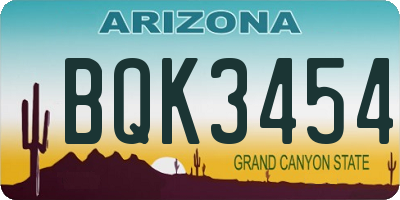 AZ license plate BQK3454