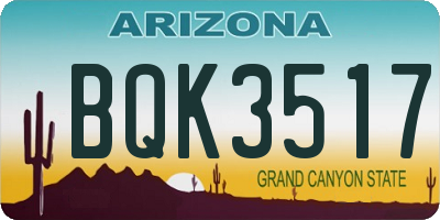 AZ license plate BQK3517
