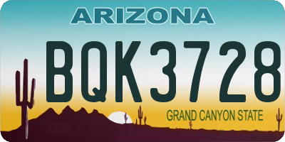 AZ license plate BQK3728