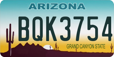 AZ license plate BQK3754
