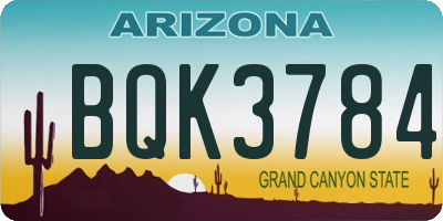 AZ license plate BQK3784
