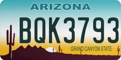 AZ license plate BQK3793
