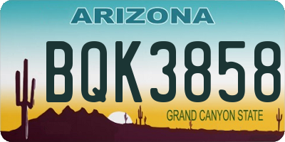 AZ license plate BQK3858