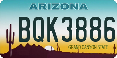 AZ license plate BQK3886