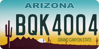 AZ license plate BQK4004