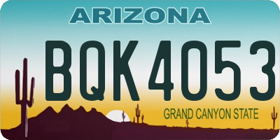 AZ license plate BQK4053