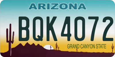 AZ license plate BQK4072