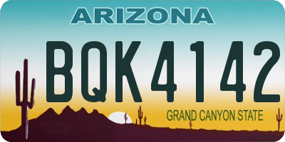 AZ license plate BQK4142