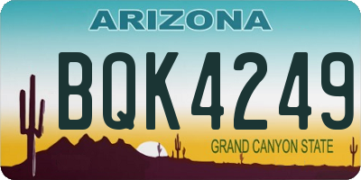 AZ license plate BQK4249