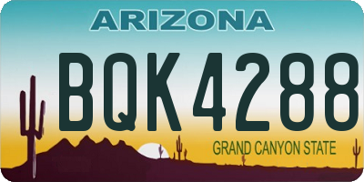 AZ license plate BQK4288