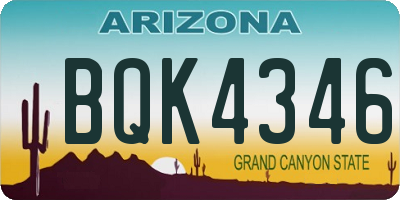 AZ license plate BQK4346