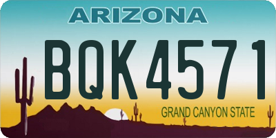 AZ license plate BQK4571