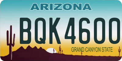 AZ license plate BQK4600