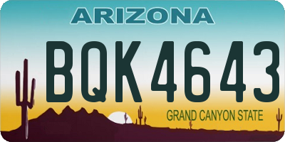 AZ license plate BQK4643