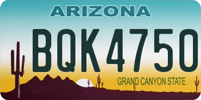 AZ license plate BQK4750