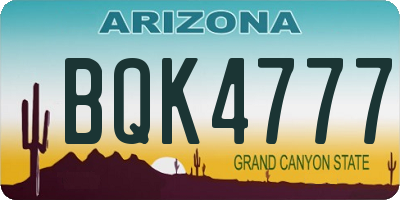 AZ license plate BQK4777