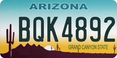 AZ license plate BQK4892