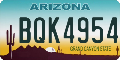 AZ license plate BQK4954