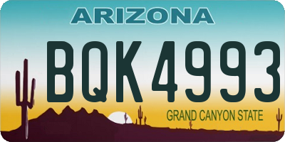 AZ license plate BQK4993