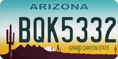 AZ license plate BQK5332