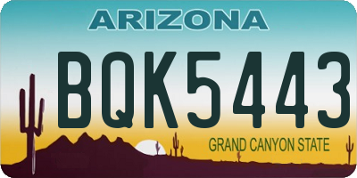 AZ license plate BQK5443