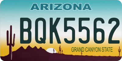 AZ license plate BQK5562